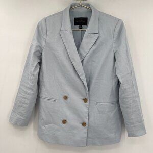 Banana Republic Dream Linen Blend Light Blue Double Breasted Lined Blazer 6P